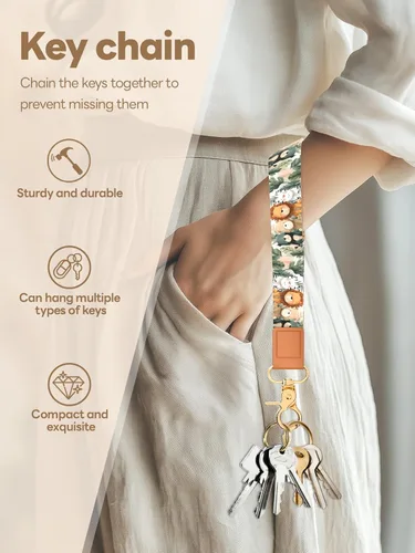 Vista 6 de Llavero de pulsera para mujeres y hombres, soporte para llavero, cordón de muñeca para llaves