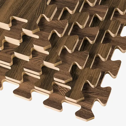 Vista 7 de Azulejos de espuma estampada de 3/8 de pulgada de grosor Forest Floor, tapetes de espuma de grano de madera entrelazados de primera calidad, piso