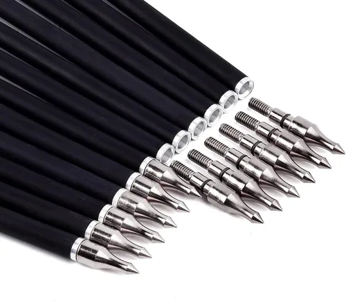 Vista 6 de LWANO Flechas de Carbono de 30" - Flechas de Tiro con Arco para Práctica de Tiro al Blanco y Caza con Plumas de Pavo de 4" Spine 500 para Arco