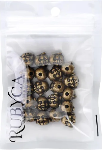 Vista 3 de RUBYCA Buddha cuentas sueltas de metal antiguo estilo tibetano espaciador para hacer joyas, pulseras, collares, manualidades
