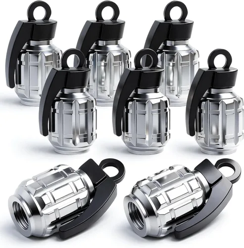 Vista 53 de 4 tapas de vástago de válvula de neumático estilo piscina 8 bolas, cubiertas universales de núcleo de cobre a prueba de polvo para automóviles, SUV