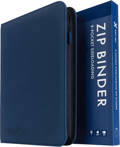 Vista 15 de Vault X Carpeta de 9 bolsillos con cremallera para tarjetas, 360 tarjetas, material de álbum Exo-Tec premium, 20 páginas de carga lateral, carpeta