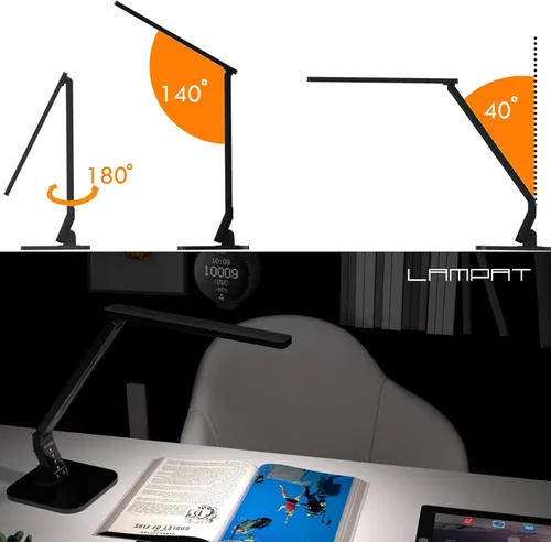 Vista 5 de Lampat Dimmable LED Desk Lamp, 4 Lighting Modes (Reading/Studying/Relaxation/Bedtime), 5-Level Dimmer, Touch-Sensitive Control Panel, 1-Hour Auto