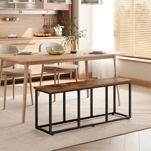 Vista 4 de HOOBRO Banco de comedor, banco de mesa de comedor de 47.2 pulgadas, banco de cocina de estilo industrial, marco de acero, fácil de montar
