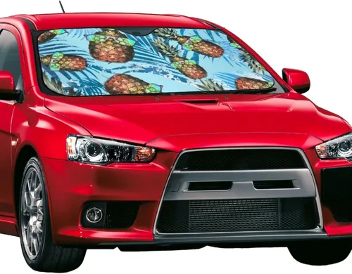 Vista 2 de Pineapple Hawaiian Style with Sunglasses Sun Visor Protector Blocks UV Rays Keep Cool for Most Sedans SUV Truck Automotive Truck Passenger Car