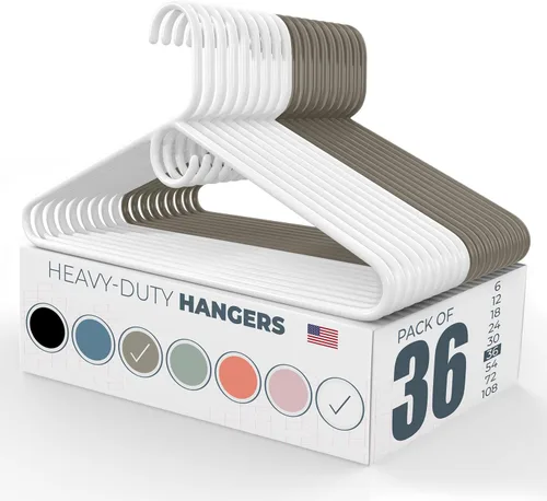 Vista 45 de Neaties Paquete de 6 perchas de ropa resistentes, fabricadas en los Estados Unidos, perchas de plástico de capacidad de 8 libras para ropa