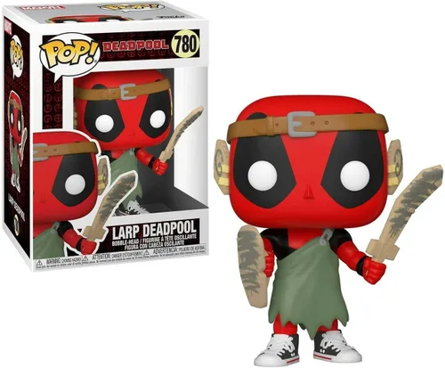 Vista 2 de POP Marvel: Deadpool 30th - Larping Deadpool Funko Vinyl Figure (Bundled with Compatible Box Protector Case), Multicolor, 3.75 inches