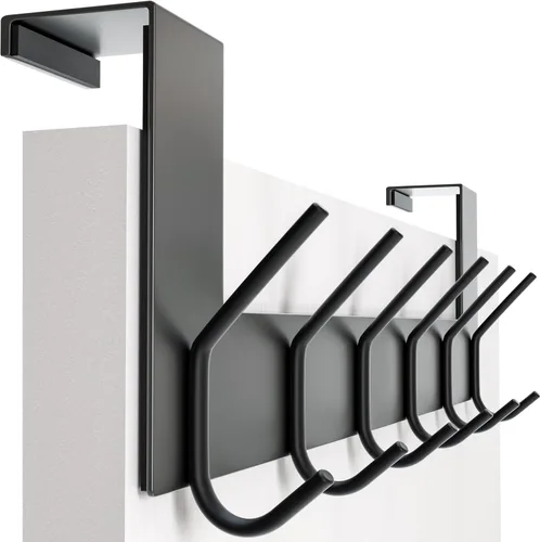 Vista 10 de SKOLOO Gancho para colgar sobre la puerta, 6 ganchos, no requiere montaje, ganchos de puerta de acero inoxidable, perchero para colgar abrigos