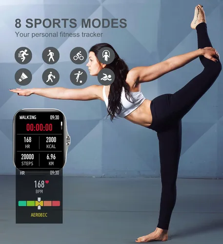 Vista 4 de Iaret Relojes inteligentes para mujer (respuesta/hacer llamadas), reloj inteligente para teléfonos Android iPhone, pantalla táctil HD de 1.7