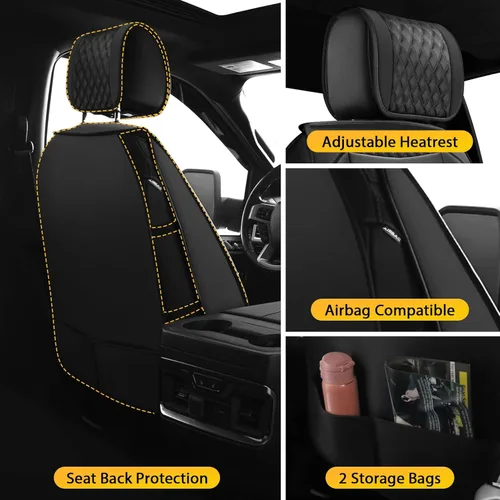 Vista 4 de Octomo Fundas de asiento de camión compatibles con Chevy Silverado GMC Sierra Custom 2007-2023 1500/2500HD/3500HD Crew Double Extended Cab Pickup