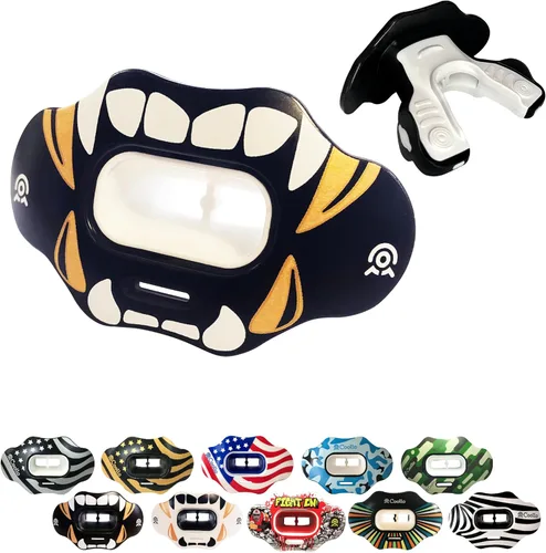Vista 14 de Protector bucal MAXX/Might Football y deportes de alto impacto para adultos y jóvenes (correa incluida)