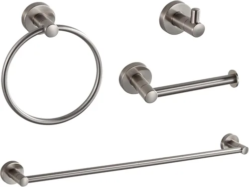 Vista 10 de BGL Juego de Accesorios de Baño Dorado Cepillado, Juego de Toallero de 4 Piezas