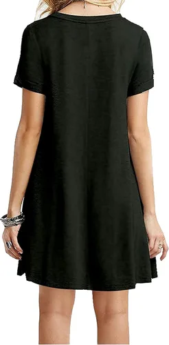 Vista 2 de MOLERANI - Vestido informal tipo camiseta liso sencillo y holgado para mujer