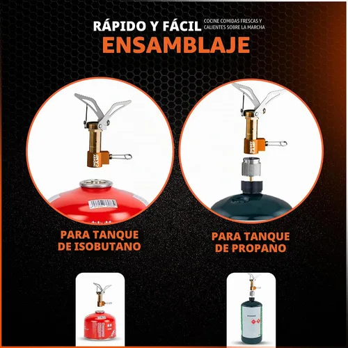 Vista 5 de Estufa portátil de campamento de 3000 W compatible con combustible de butano o propano (adaptador de propano no incluido), encendido automático