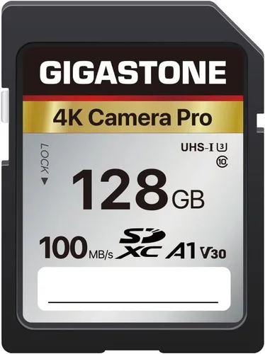 【5 años de recuperación de datos】GIGASTONE Tarjeta SD de 128 GB, 4K Camera Pro, Tarjeta de memoria SDXC A1 V30 compatible con video 4K UHD para
