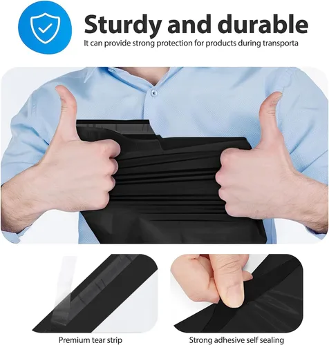 Vista 6 de Fuxury 100 sobres de envío de polietileno negro de 10 x 13 pulgadas, sobres autosellables, bolsas personalizadas para boutique, sobres multiusos