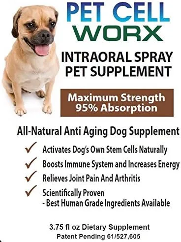 Vista 3 de Pet Cell Worx Spray nutricional de acción rápida para perros con glucosamina, calostro y resveratrol para una curación rápida y beneficios