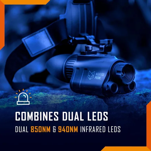 Vista 6 de Monocular de visión nocturna Nightfox Prowl - Gafas de visión nocturna, montaje en cabeza o casco, 1 NVG de aumento, grabación de video de 1080p