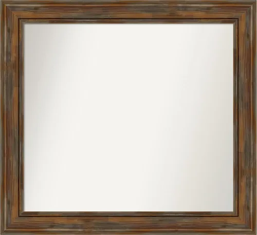 Vista 252 de Amanti Art Espejo de baño marrón para sobre fregadero, 26 x 26 pulgadas, espejo de tocador cuadrado marrón rústico Alexandria, marco de madera