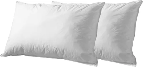 Vista 8 de Superior Juego de almohadas de plumón alternativo de 2 piezas, funda de microfibra suave, peso medio para un sueño cómodo, soporte para cuello, lado