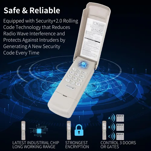 Vista 6 de Teclado remoto universal para apertura de puerta de garaje, repuesto para Chamberlain Liftmaster Genie Lineal Multi-Code Sears Craftsman Stanley