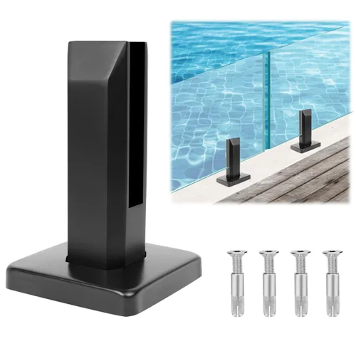 Vista 13 de LukLoy Paquete de 10 espigas cuadradas de acero inoxidable T304 de 2.1 libras, soporte de abrazadera sin marco para valla de piscina, balaustres