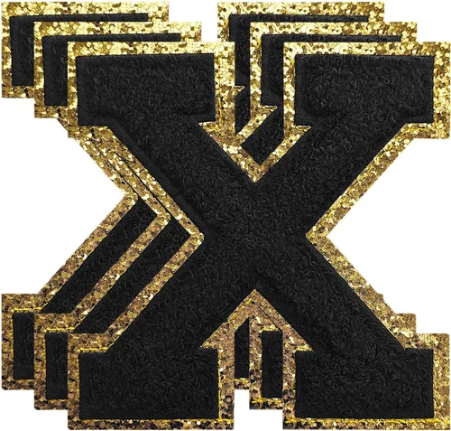 Vista 34 de 3 parches de letras de felpilla negra, parches de letras termo-adhesivas de 4-1/2", parches universitarios para ropa, S