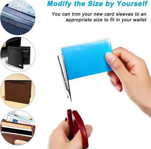 Vista 6 de Zonon Paquete de 48 fundas protectoras para tarjetas de seguridad social de 24 mil, soporte de plástico impermeable de PVC transparente, fundas