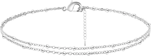 Vista 5 de Kyerlyn Tobillera de cadena simple y refinada, chapada en oro de 18 quilates o plata, para verano o playa, cuentas, mal de ojo, luna, figaro