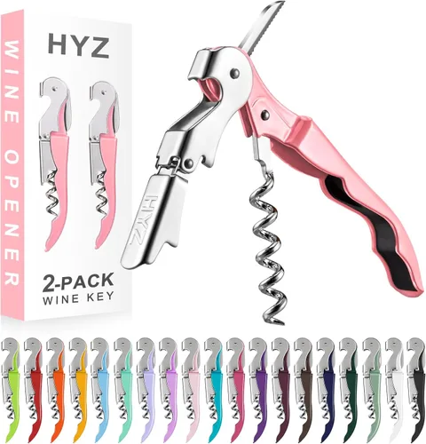 Vista 18 de HYZ Paquete de 2 Abridor de Vino Sacacorchos de Camarero, Llave de Vino Profesional para Servidores, Bartender con Cortador de Papel de Aluminio