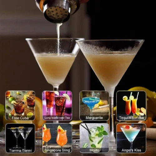 Vista 7 de Coctelera pequeña de 8oz para Martini, Coctelera de bar, Coctelera de bebidas, Mezcladores de coctelera para bar, 250ml Mini Cocteleras