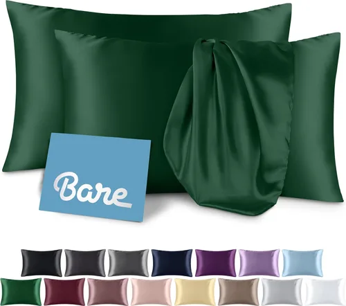 Vista 18 de Bare Home Fundas de almohada de satén para cabello y piel, paquete de 2 unidades estándar (20 x 26), fundas de almohada de lujo, cierre de sobre