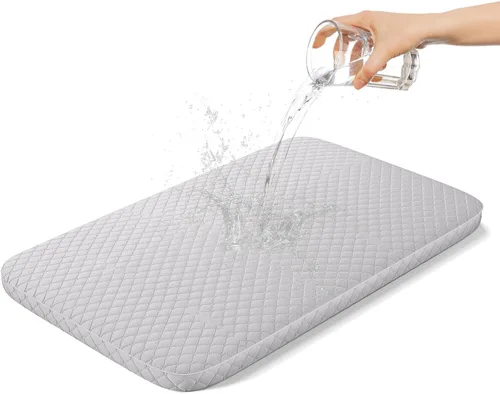 Vista 13 de Colchón de moisés para bebé compatible con Dream On Me/Fisher-Price Baby Bedside Sleeper, transpirable, espuma premium, forma ovalada con funda