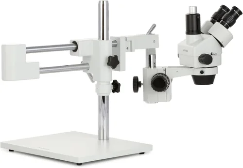 Vista 4 de AmScope SM-4TZ Microscopio de zoom estéreo trinocular profesional, ocular WH10x, aumento de 3.5X-90X, objetivo de zoom 0.7X-4.5X, iluminación