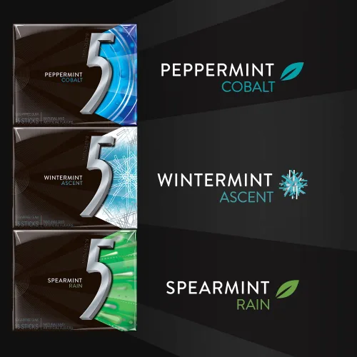 Vista 6 de Wrigley's - Paquete de 15 chicles de menta, menta verde, sin azúcar, paquete variado, 15 barras