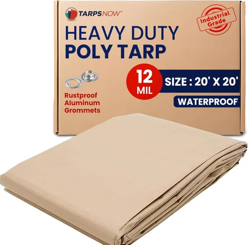 Vista 20 de Tarps Now - Lona de polietileno impermeable resistente de 10 x 20 pies Lona reforzada de 12 milésimas de pulgada de grosor con ojales de aluminio