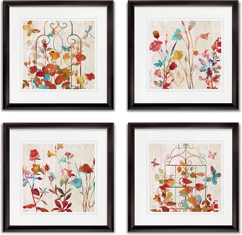 Vista 97 de Wexford Home Colección de primavera de jardín de campo francés, colección de primavera, juego de 4 paneles para decoración de pared de oficina
