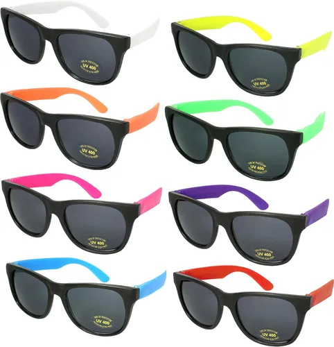 EDGEIWEAR Gafas de sol de neón de los años 80 para fiestas de adultos con certificación CPSIA sin contenido de plomo (Pb)
