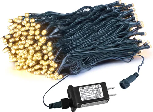 Vista 20 de 500 luces LED verdes de Navidad de 164 pies, impermeables, 8 parpadeos con funciones de memoria, tira de luces verdes para interiores y exteriores