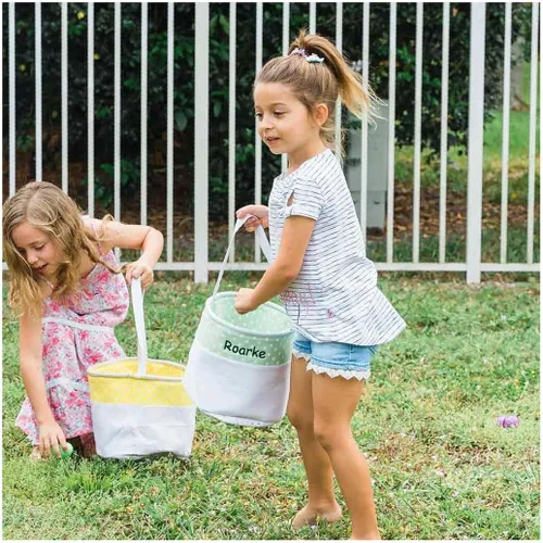 Vista 4 de Cesta de Pascua personalizada suave y ligera (rosa bebé)