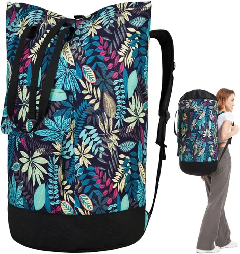 Vista 8 de Bolsa de lavandería para universidad, mochila de lavandería resistente de 115L con correas de hombro, bolsa grande para ropa sucia para dormitorio
