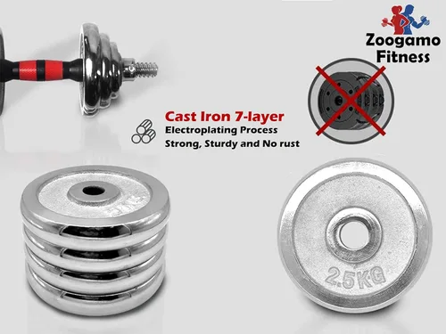 Vista 4 de Juego de mancuernas ajustables de hierro fundido con peso de hasta 66 libras/44 libras, peso libre con barra de conexión utilizada como barra