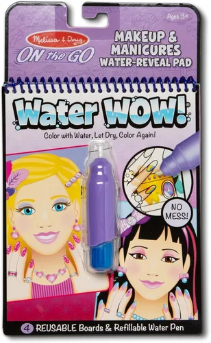 Melissa & Doug On the Go Water Wow! Almohadilla reutilizable para actividades de revelación de agua, maquillaje y manicura