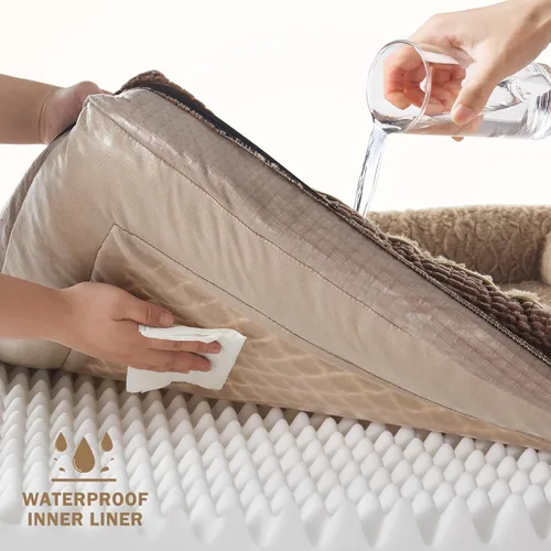 Vista 4 de INVENHO - Cama ortopédica para perros de tamaño mediano, sofá de espuma viscoelástica con diseño de huevera y funda extraíble lavable, forro