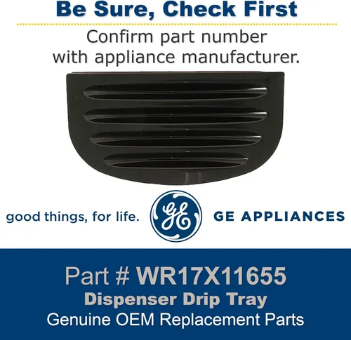 Vista 4 de GE WR17X11655 Bandeja de goteo dispensadora original OEM (negro) para refrigeradores GE