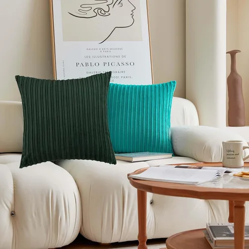 Vista 38 de UGASA - Juego de 2 fundas de almohada de terciopelo a rayas, funda decorativa para cojín con cremallera oculta para el hogar, sofá, dormitorio