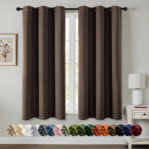 Vista 44 de MIULEE Cortinas opacas para dormitorio, sala de estar, 2 paneles de cortinas con aislamiento térmico para oscurecer la habitación, con ojales, Verde
