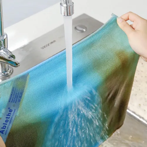 Vista 6 de Paño de limpieza de ventanas, paño de limpieza de microfibra, trapos de pulido de alta calidad, sin pelusas, sin rayas (gris, morado y azul)