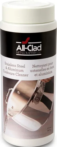 All-Clad Specialty Powder - Limpiador y pulidor de acero inoxidable para ollas y sartenes de 12 onzas, utensilios de cocina, color blanco