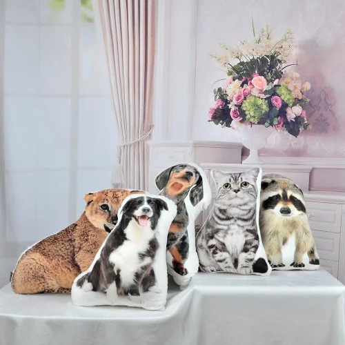 Vista 6 de JWH Funda de almohada decorativa con forma de gato 3D, almohada decorativa con forma de animal, funda de almohada con estampado de mascotas